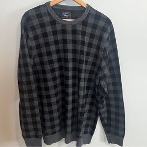 G.H. Bass & Co. Black and Gray Plaid Crewneck Sweater